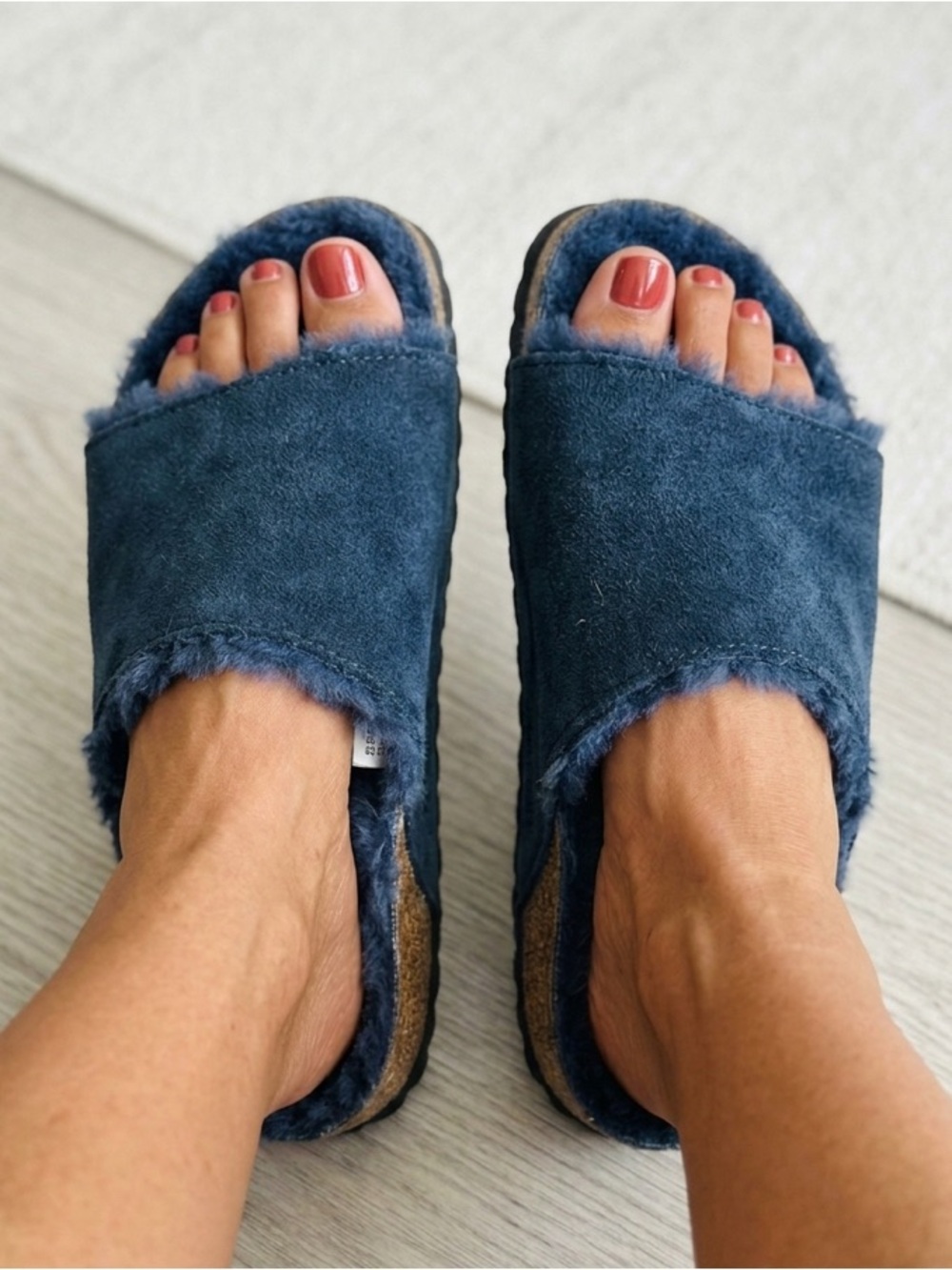 Birkenstock Papillio Cora Suede Navy Shearling Sandals Size 6